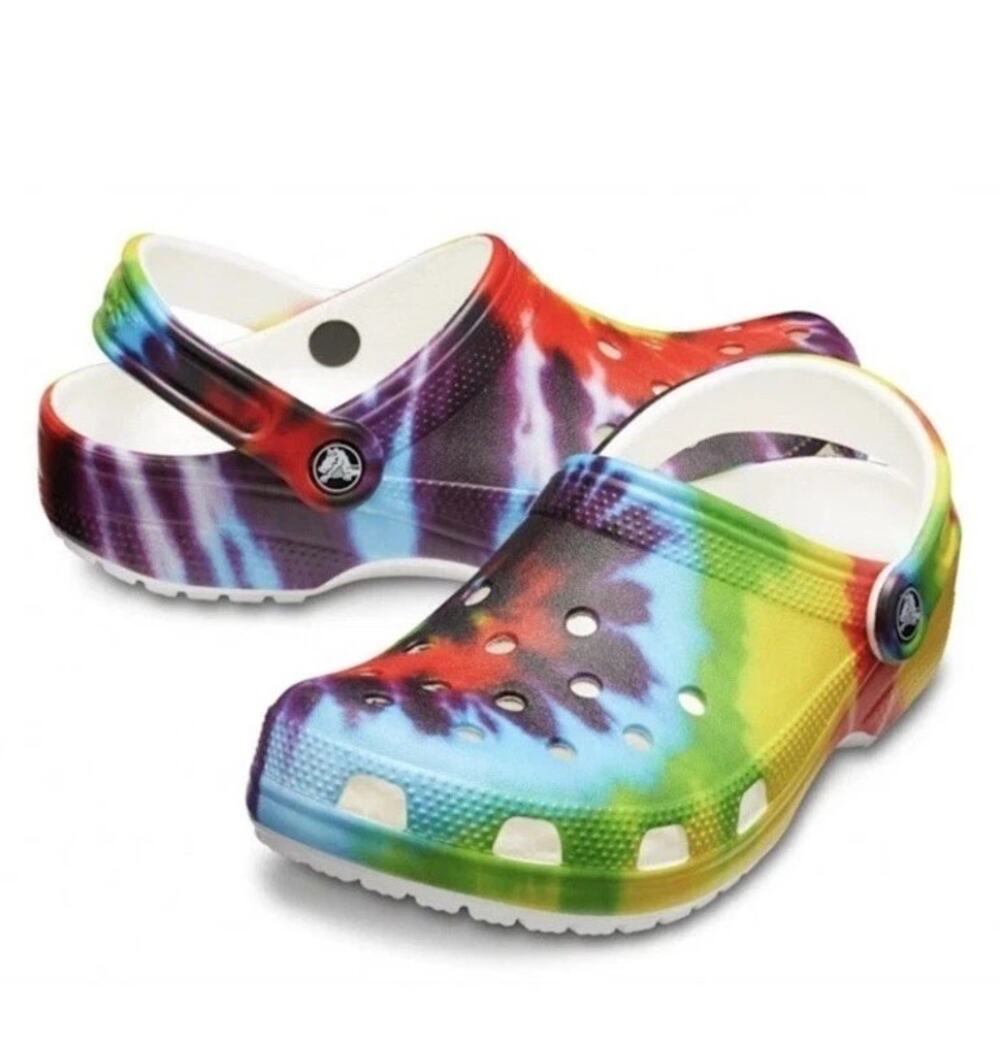 NEW Crocs Classic Platform Clog Tie Dye Multicolor Slip On Shoes Sz 7 Women's